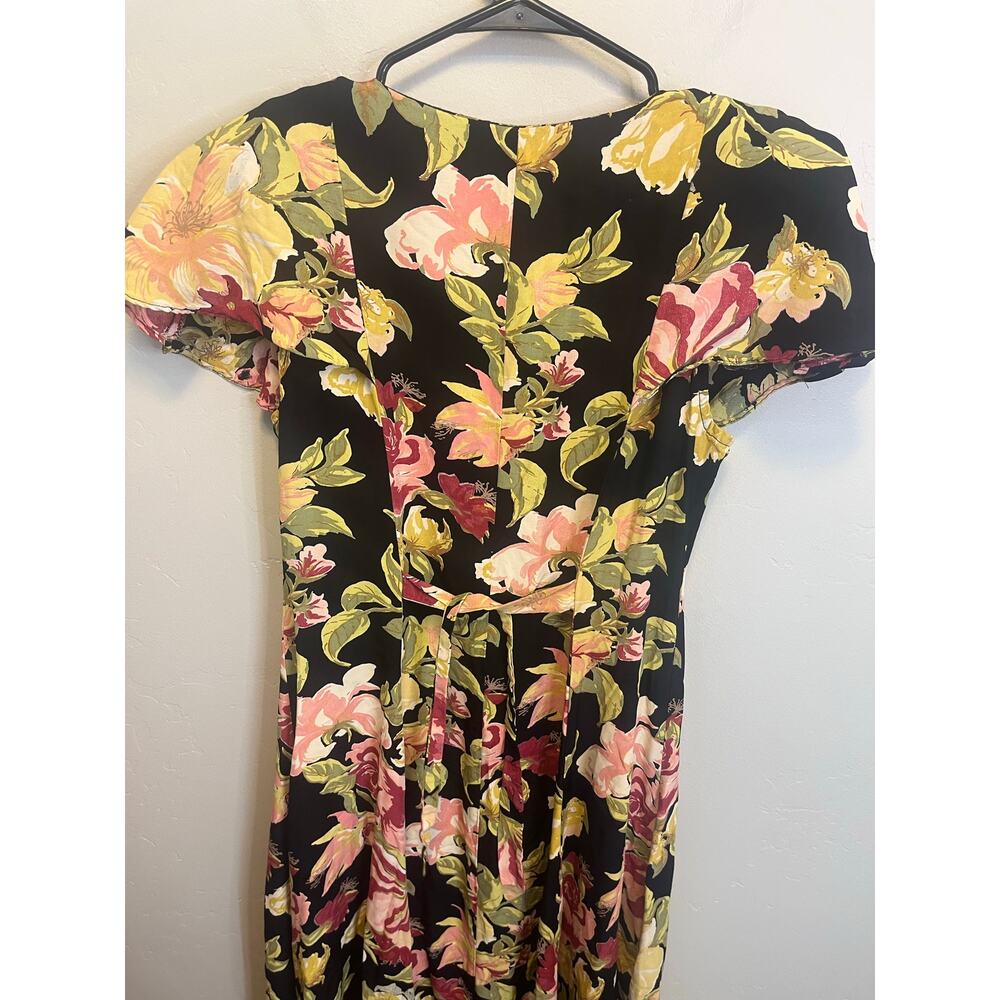 Vintage 90's Floral Cottagecore Short Sleeve Midi Length Romantic Dress Size M - Picture 9 of 10
